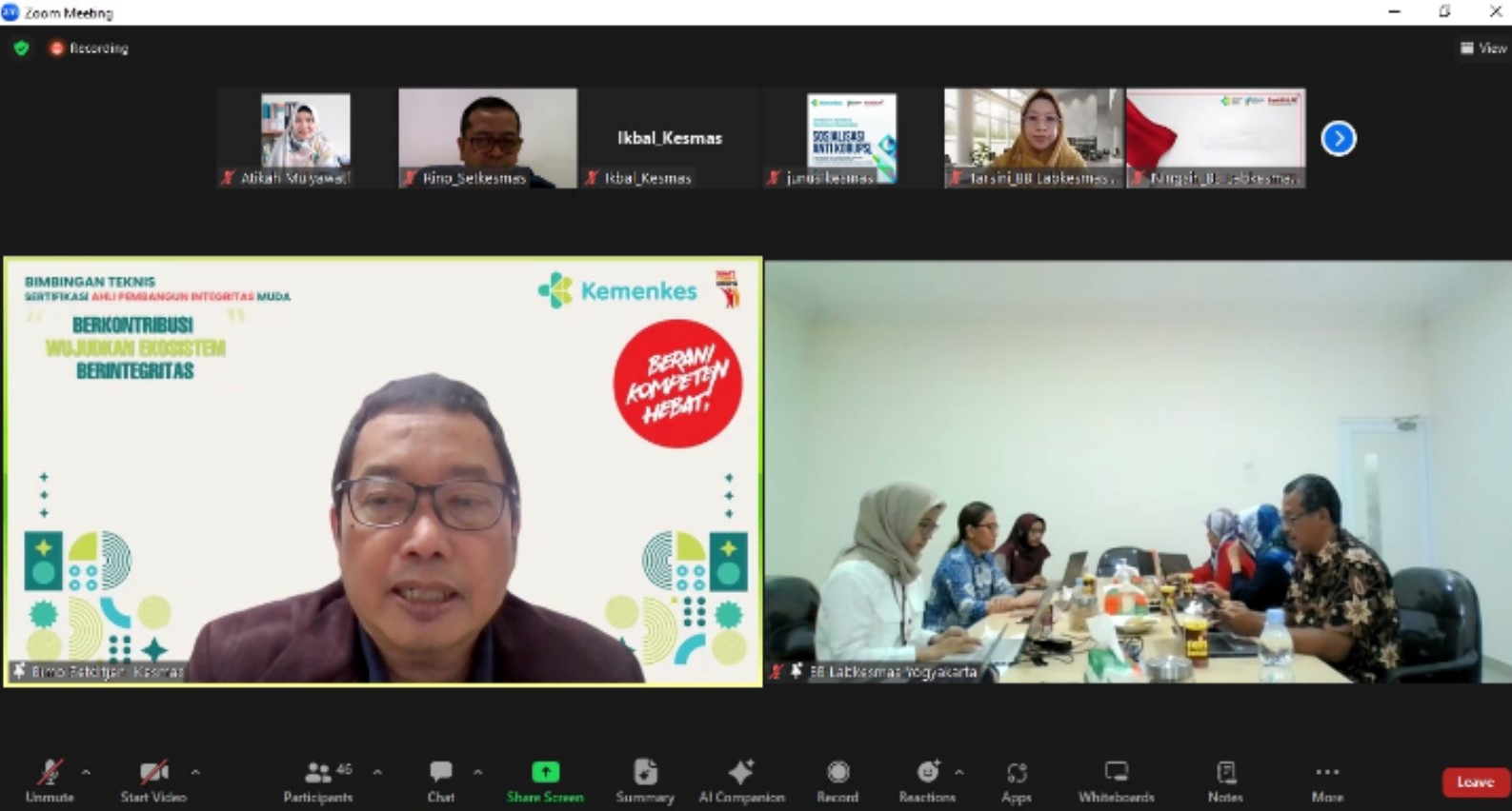 Penilaian Pendahuluan Pembangunan Zona Integritas BB Labkesmas Yogyakarta menuju WBK/WBBM